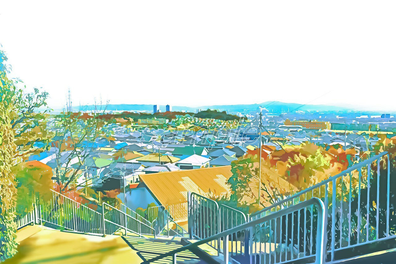 サンプル画像2:ニュータウンの景観【背景素材_夕方差分＋空くり抜きセット】(Re；creating_world) [d_234582]