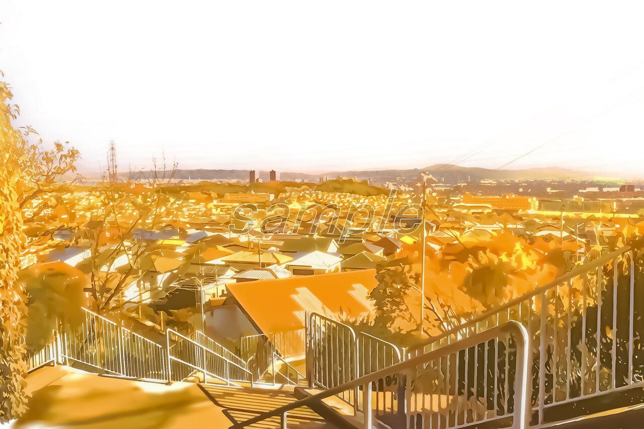 サンプル画像4:ニュータウンの景観【背景素材_夕方差分＋空くり抜きセット】(Re；creating_world) [d_234582]