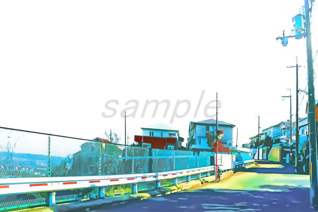 サンプル画像3:丘の上の町【背景素材_夕方差分＋空くり抜きセット】(Re；creating_world) [d_234588]