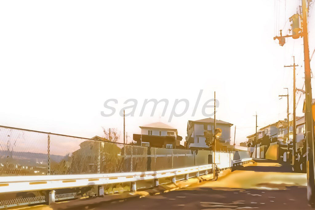 サンプル画像4:丘の上の町【背景素材_夕方差分＋空くり抜きセット】(Re；creating_world) [d_234588]