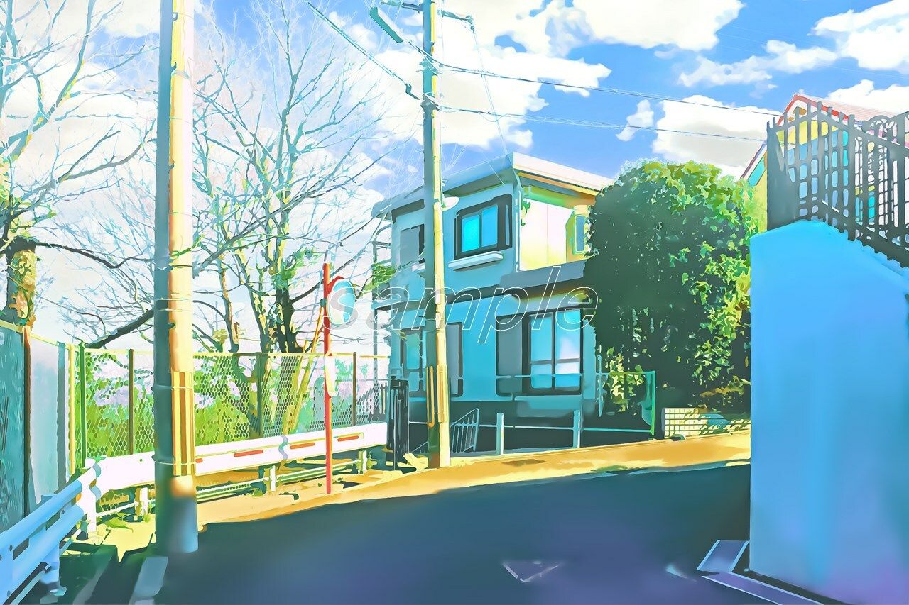 サンプル画像2:高台の住宅地1【背景素材_夕方差分＋空くり抜きセット】(Re；creating_world) [d_234600]