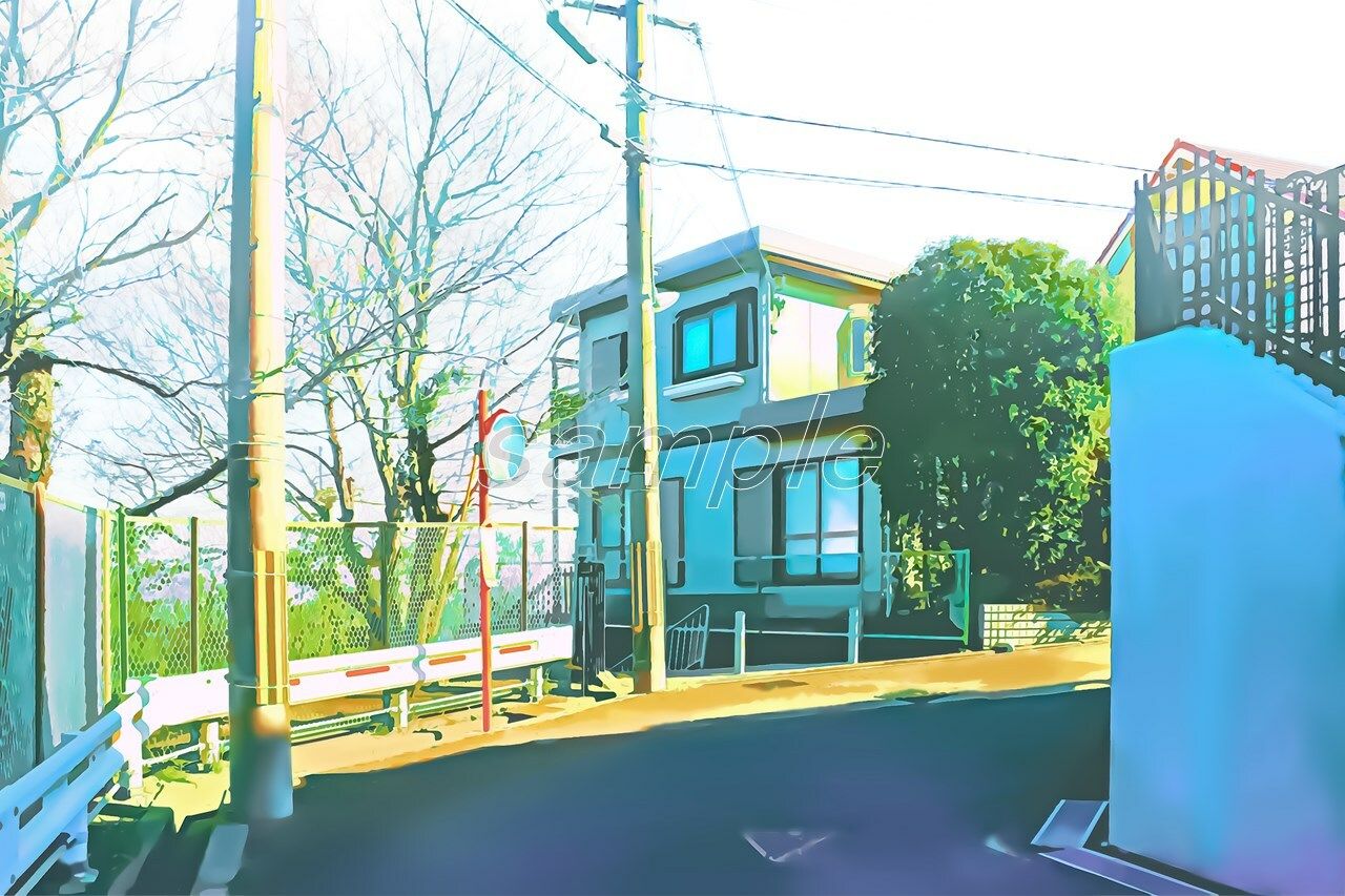 サンプル画像3:高台の住宅地1【背景素材_夕方差分＋空くり抜きセット】(Re；creating_world) [d_234600]