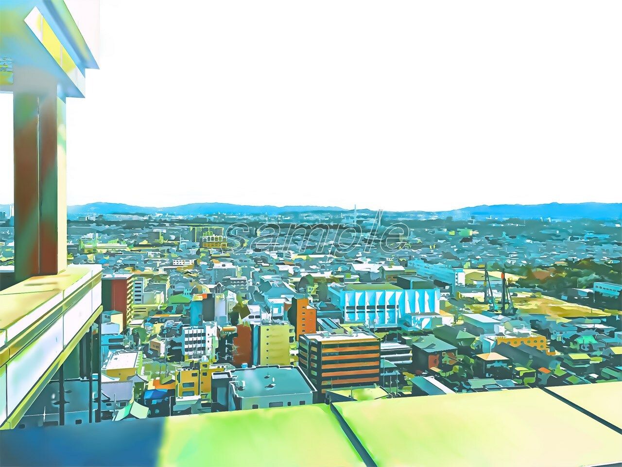 サンプル画像1:タワマンからの眺め【背景素材_夕方差分＋空くり抜きセット】(Re；creating_world) [d_234608]