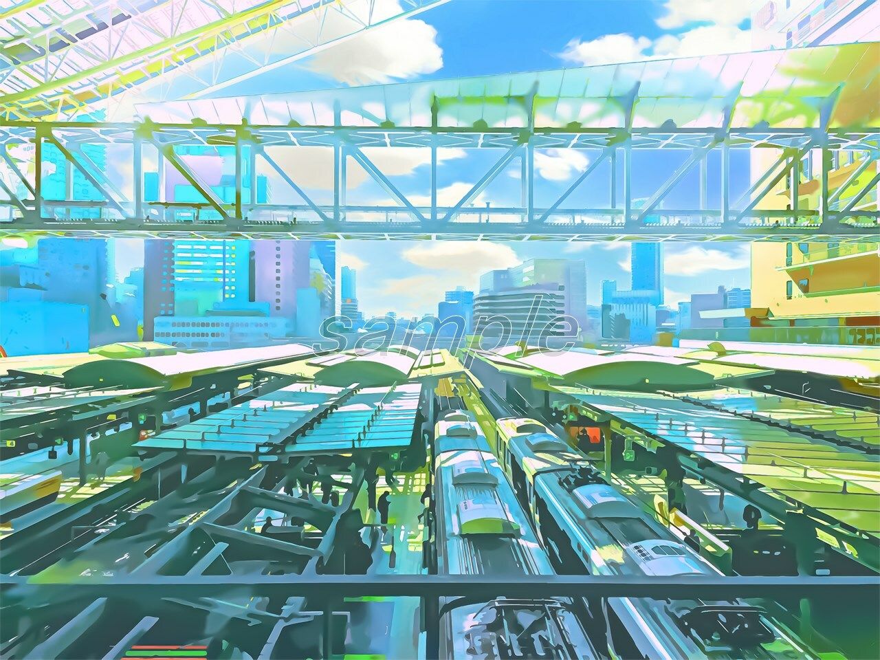 サンプル画像1:駅のターミナル【背景素材_夕方差分＋空くり抜きセット】(Re；creating_world) [d_234613]