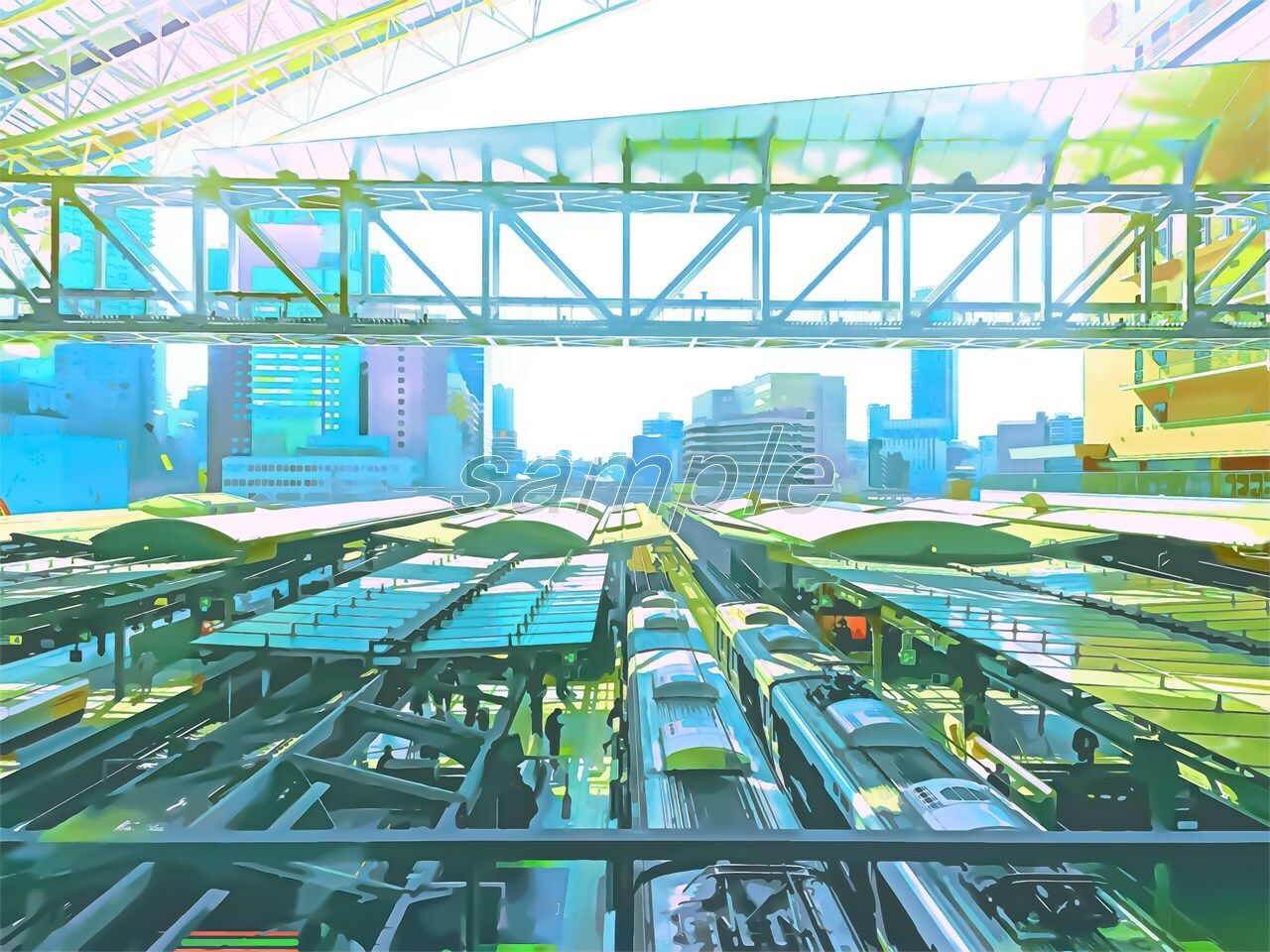 サンプル画像2:駅のターミナル【背景素材_夕方差分＋空くり抜きセット】(Re；creating_world) [d_234613]