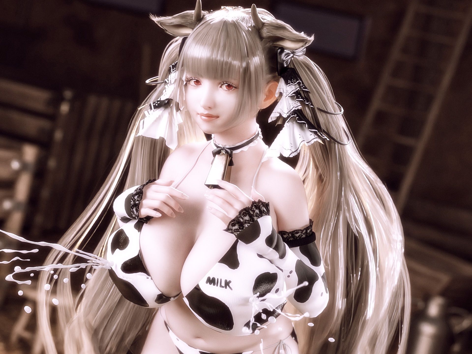 サンプル画像2:フォーミダブル牧場では爆乳牛娘がパイズリと搾りたての母乳でロイヤルミルクティーを飲ませてくれる(YHP) [d_242264]