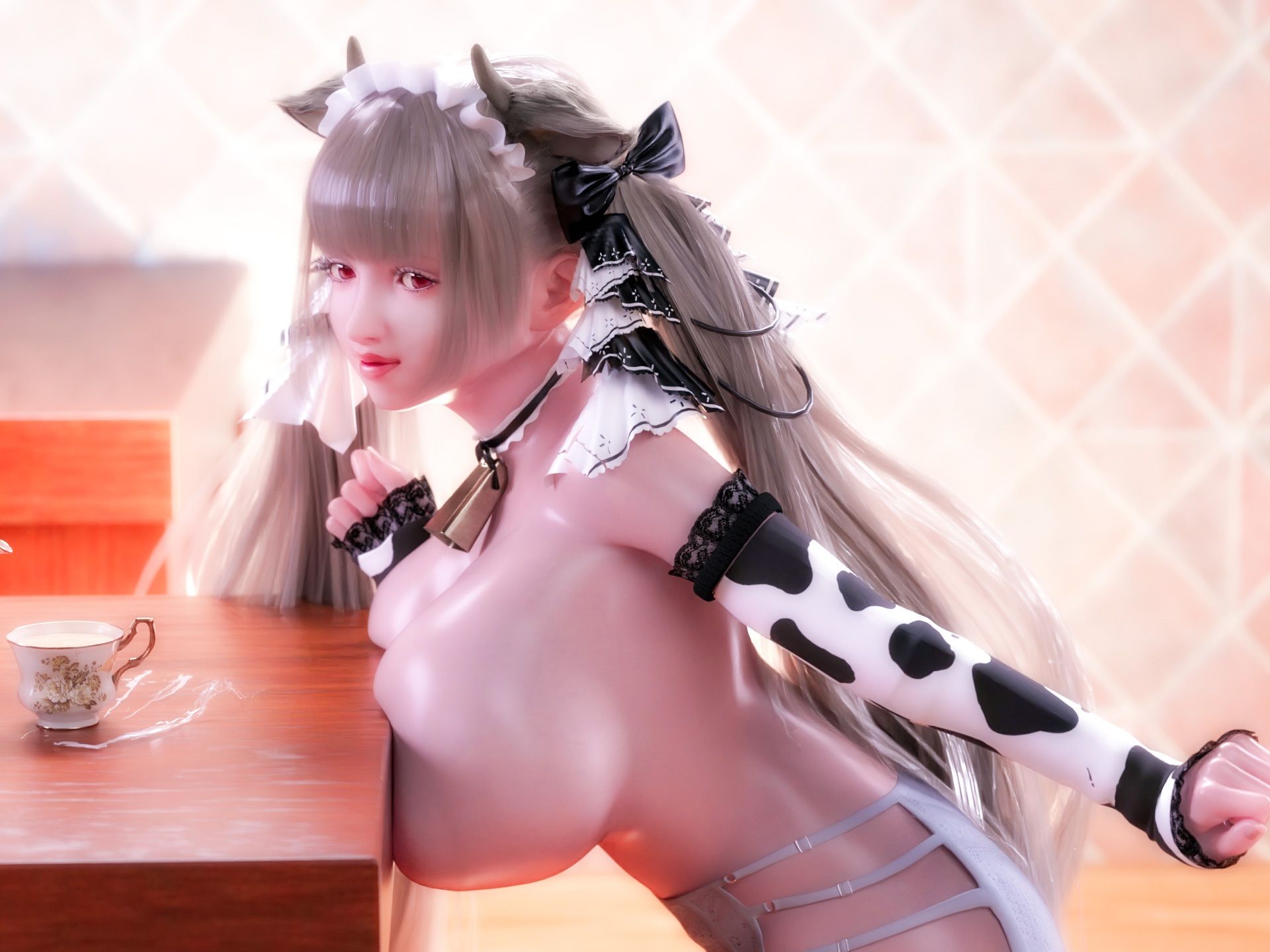 サンプル画像6:フォーミダブル牧場では爆乳牛娘がパイズリと搾りたての母乳でロイヤルミルクティーを飲ませてくれる2(YHP) [d_243665]