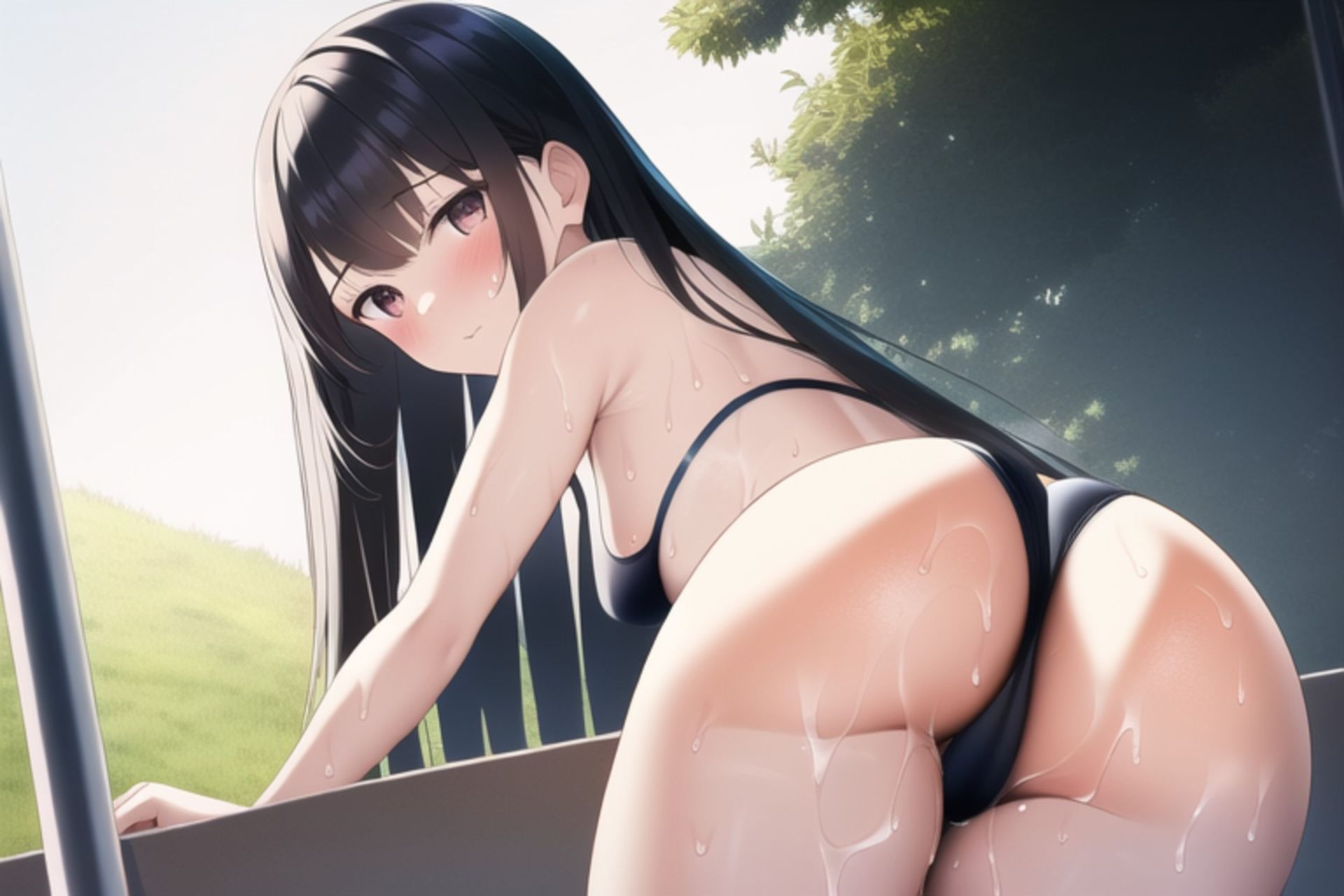 サンプル画像3:黒髪ロング水着エロCG集(AI画像館) [d_244481]