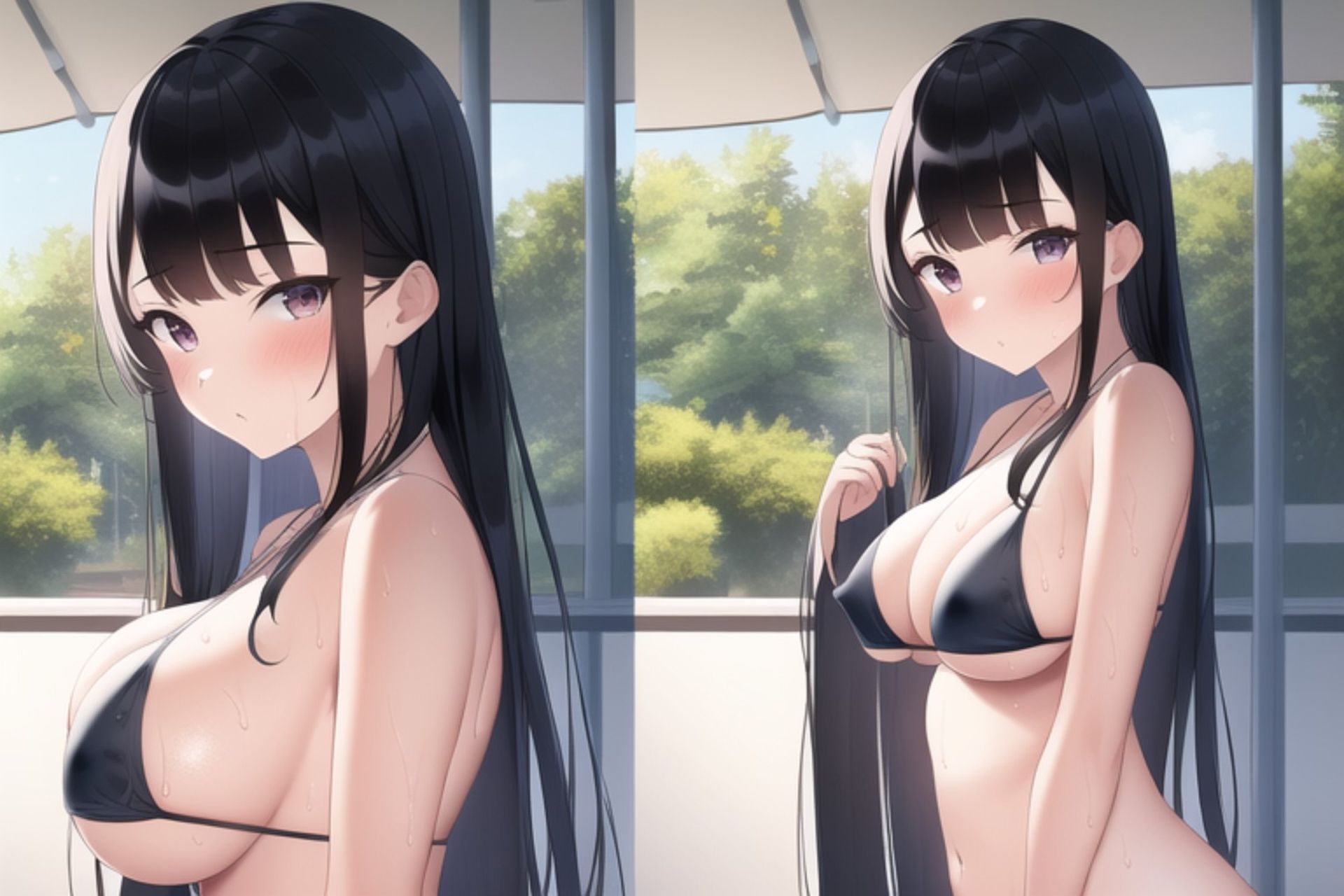 サンプル画像5:黒髪ロング水着エロCG集(AI画像館) [d_244481]