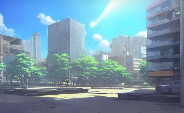 サンプル画像3:フリー背景素材集「都会風景と公園 1」超高精細ビュー(Re；creating_world) [d_244753]