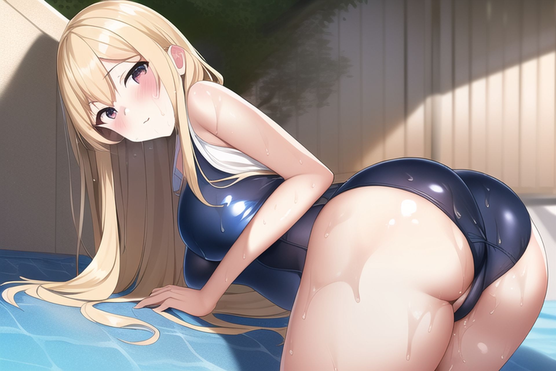 サンプル画像5:金髪ロング水着エロCG集(AI画像館) [d_244854]