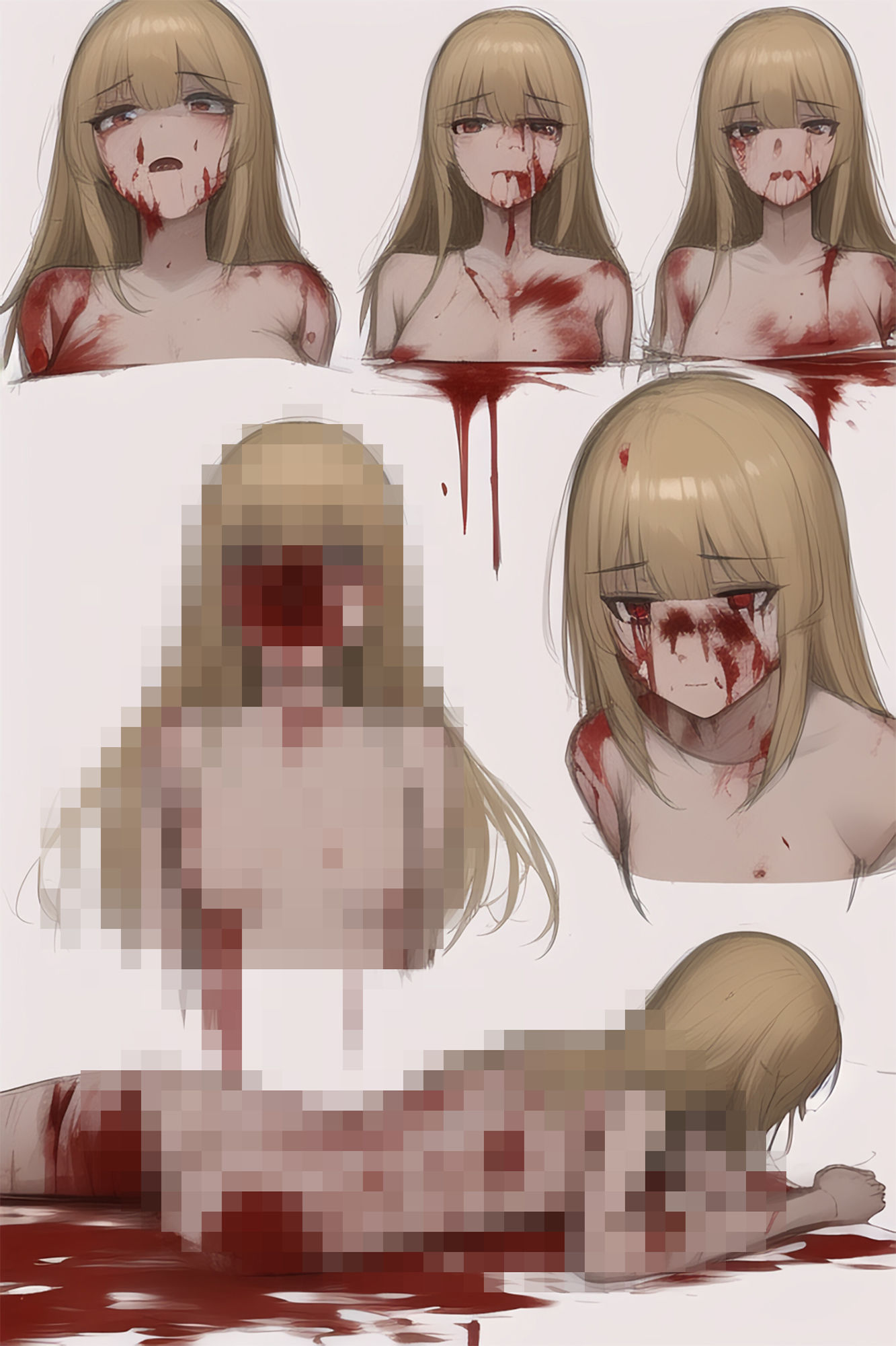 サンプル画像2:血に塗れた少女たち スケッチ編【イラスト50枚】(晩餐ニート) [d_245002]