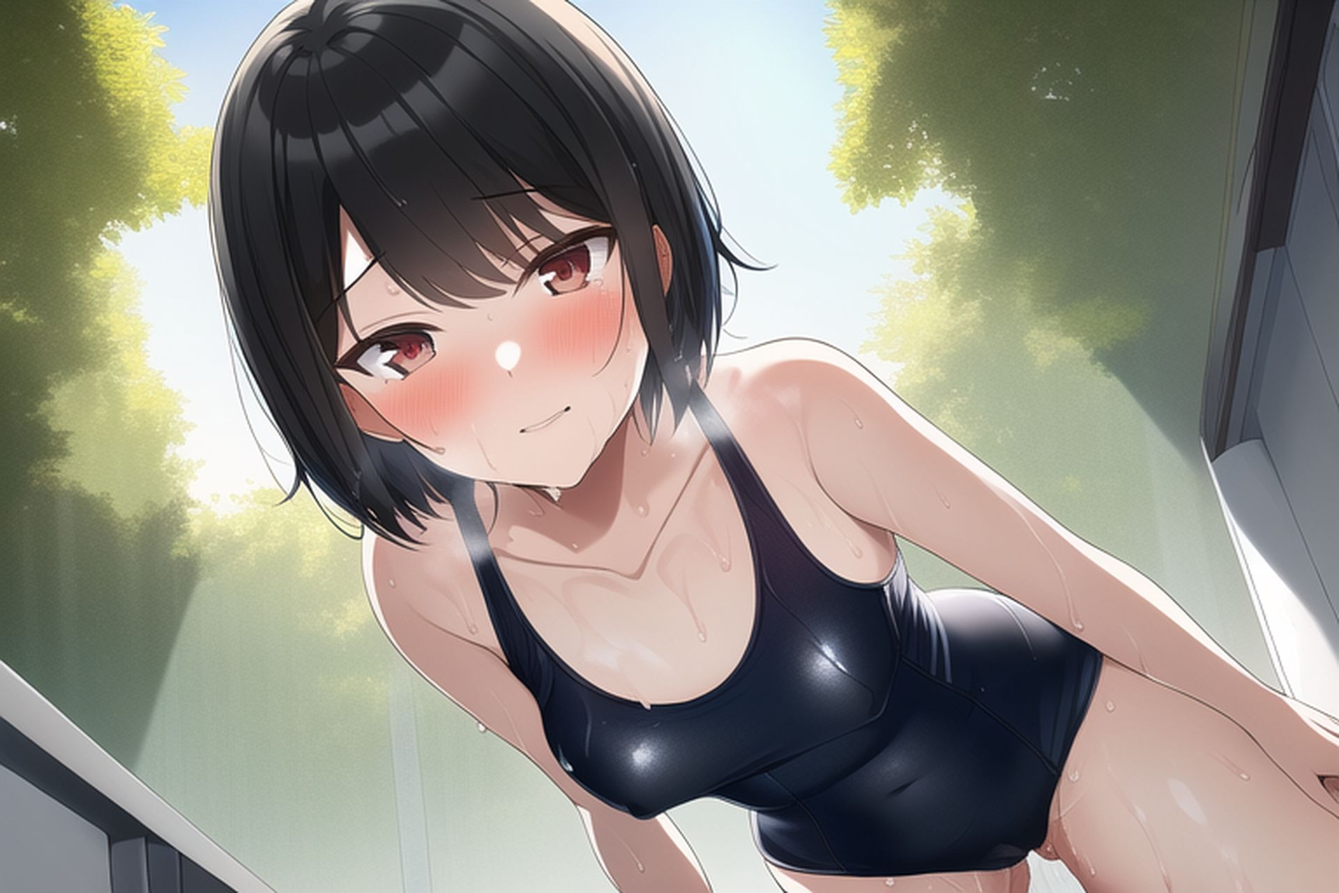 サンプル画像1:黒髪ショートスク水エロCG集(AI画像館) [d_245294]