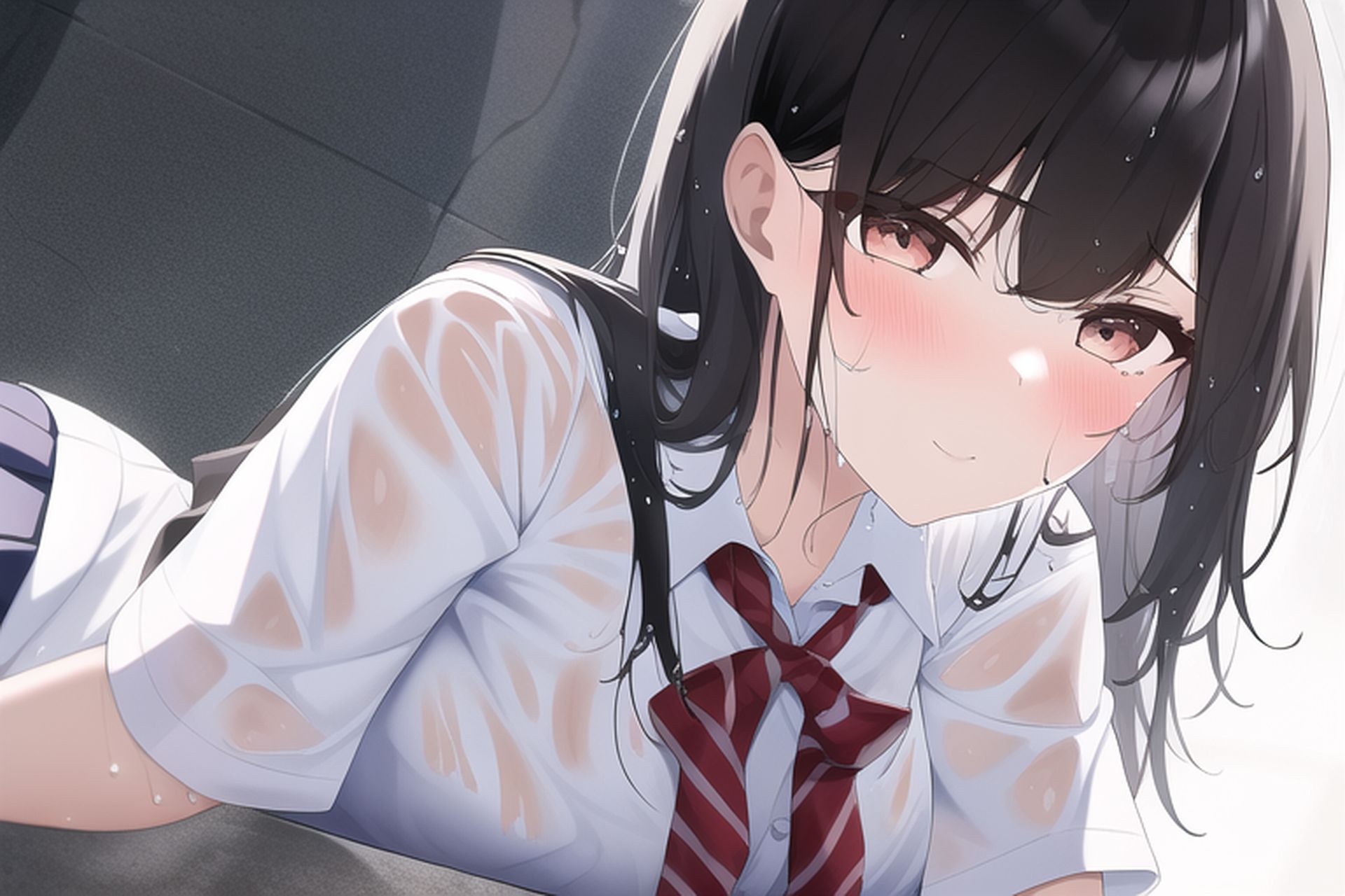 サンプル画像1:黒髪ロング濡れ透けエロCG集(AI画像館) [d_245676]