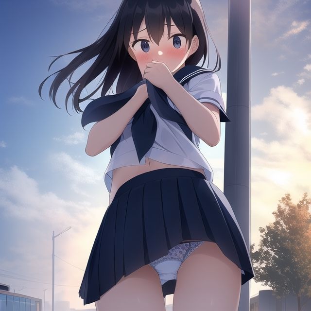 サンプル画像5:下着や食い込みを無意識に見せてしまう女子校生 School girl unconsciously showing underwear or camel toe(AI LOVE AI) [d_245752]