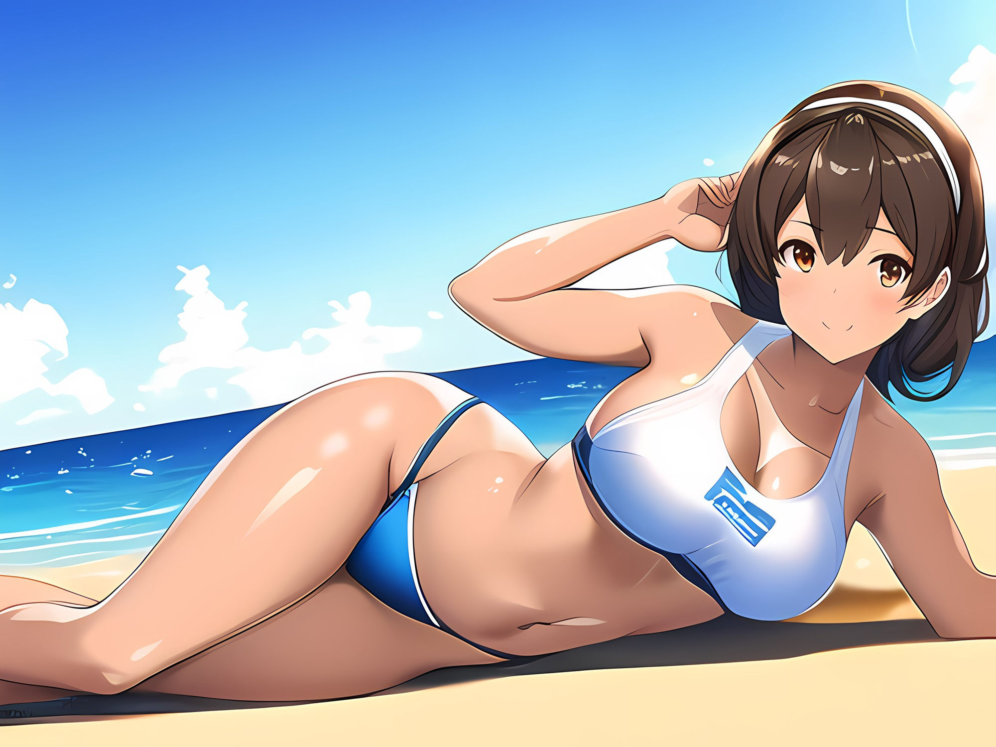 サンプル画像3:褐色スポーツ娘との海岸デートCG集(鳥刺しウェルダン) [d_245832]