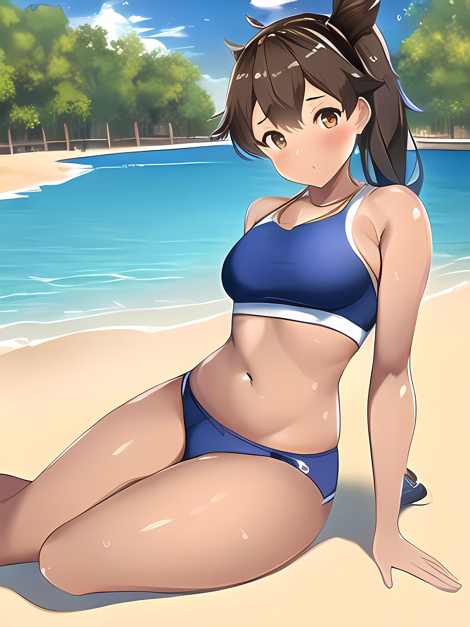 サンプル画像5:褐色スポーツ娘との海岸デートCG集(鳥刺しウェルダン) [d_245832]