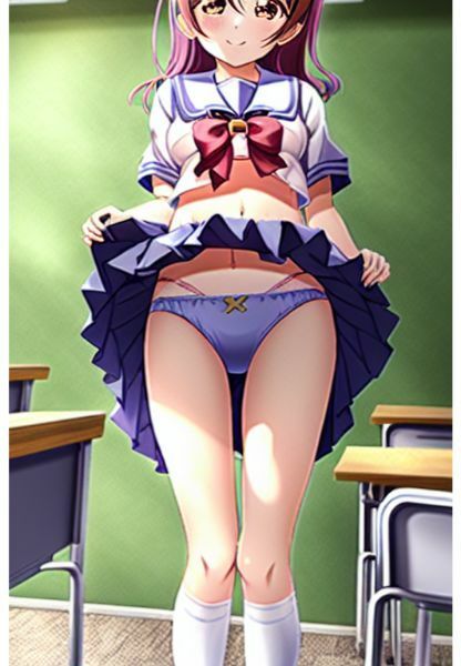 サンプル画像3:制服女子スカートたくし上げCG集（ラブライブ！系）(AI_freaks) [d_245876]