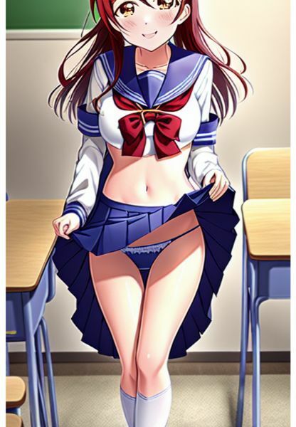 制服女子スカートたくし上げCG集（ラブライブ！系）