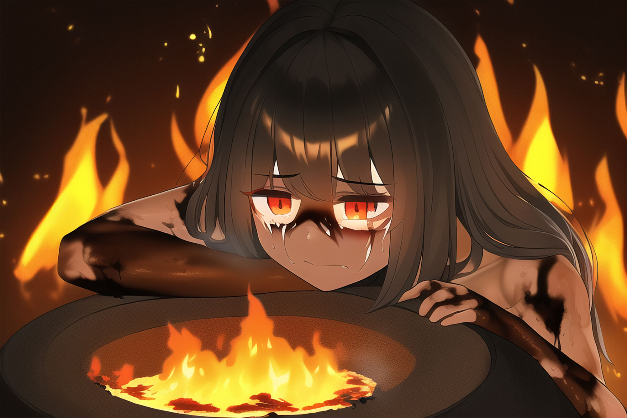 サンプル画像2:少女焼失 炎の中の少女たち(晩餐ニート) [d_245992]