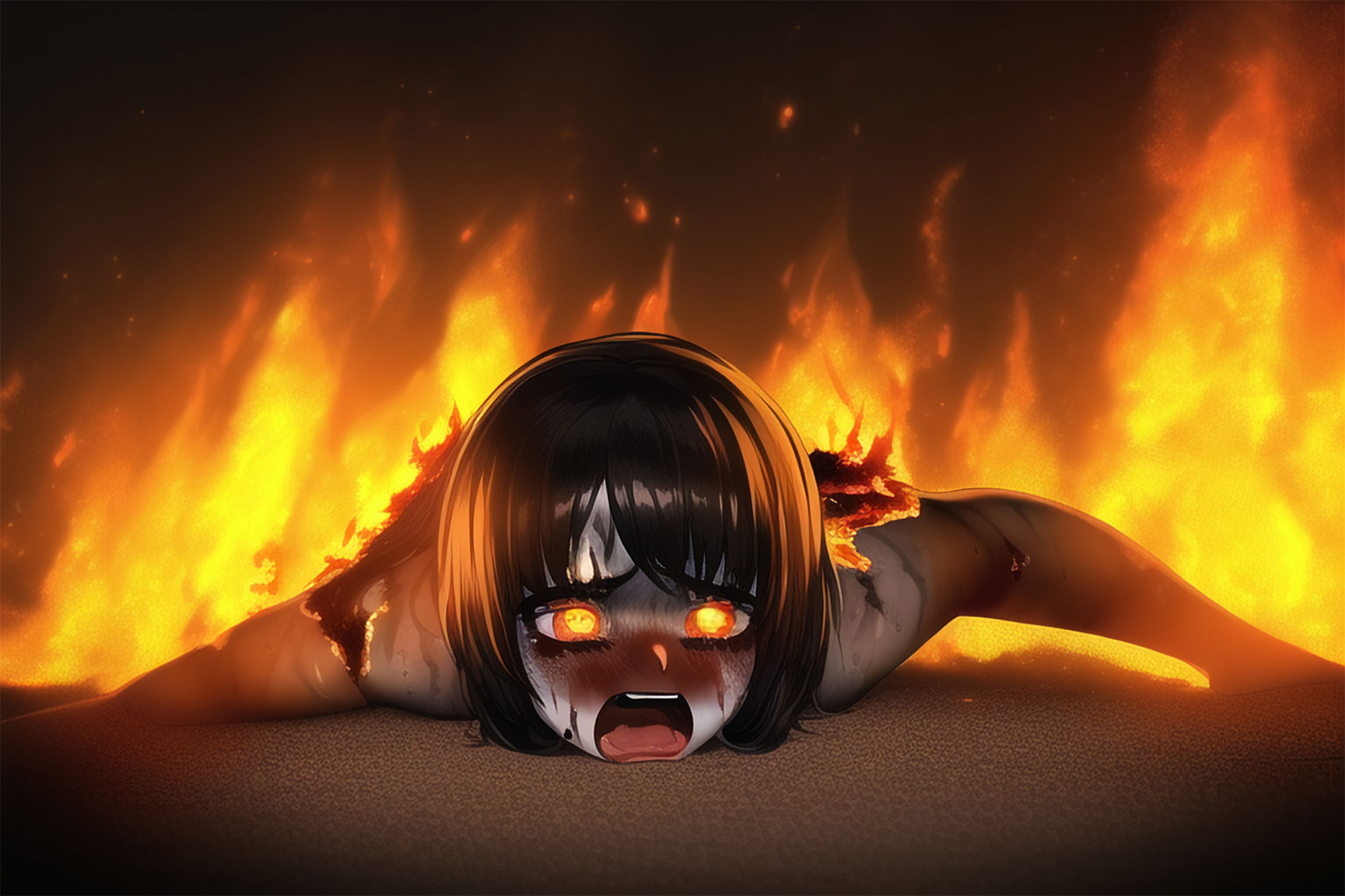 サンプル画像3:少女焼失 炎の中の少女たち(晩餐ニート) [d_245992]