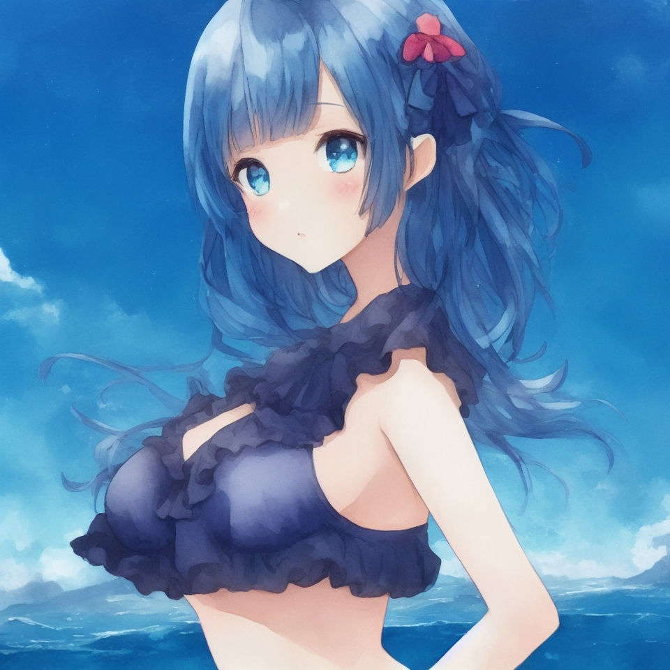 サンプル画像2:水着少女に白い○○(ふさふさ23) [d_246085]