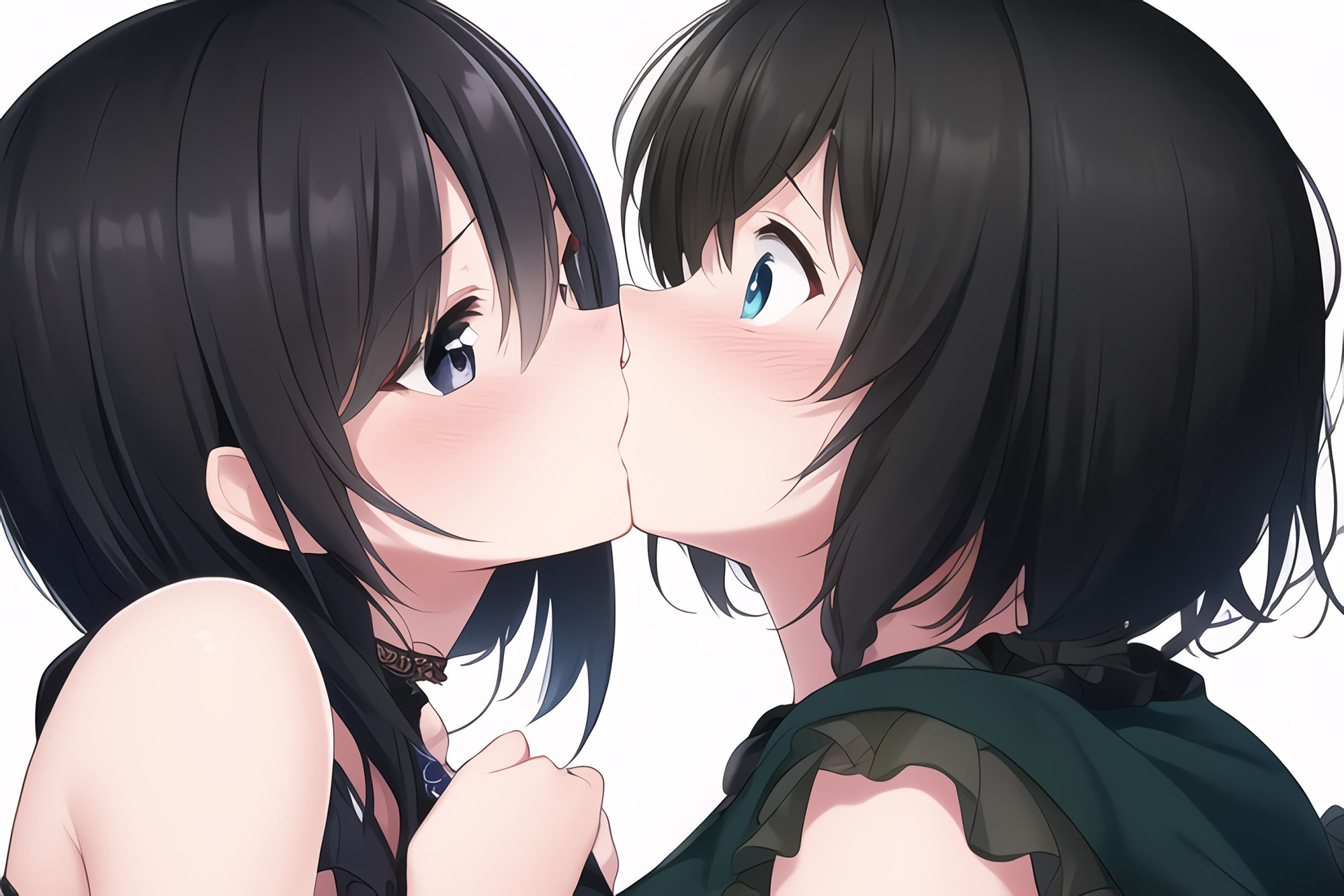 サンプル画像1:黒髪ショートびっくり百合キス(あいと君と。) [d_247275]