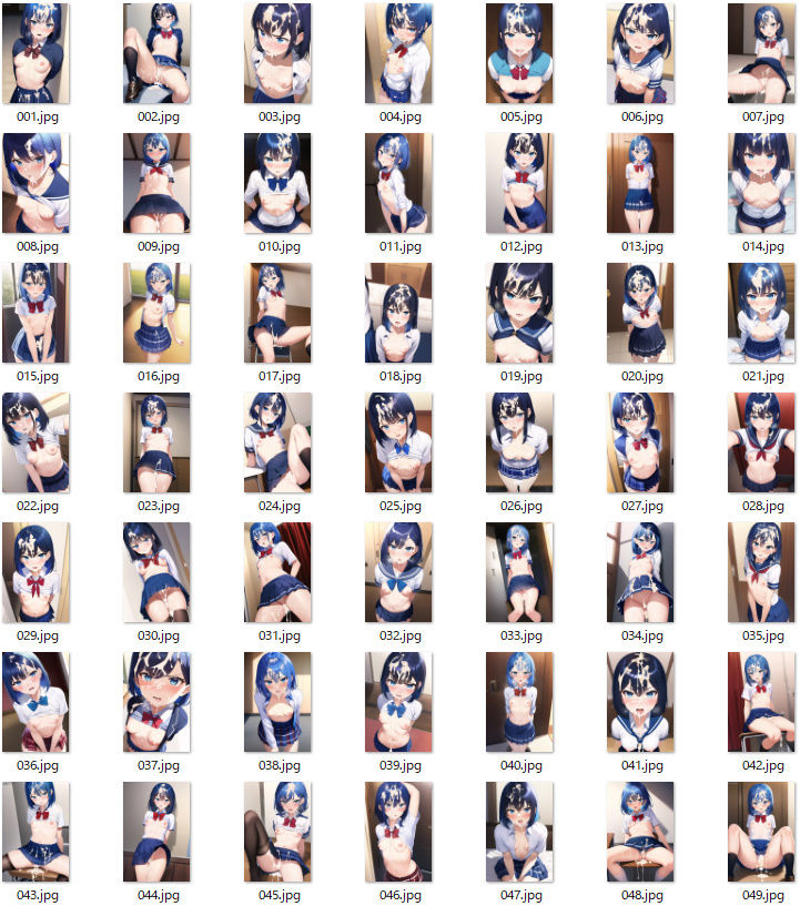 サンプル画像6:ぶっかけられて怒る青髪おっぱい丸出し制服っ娘(n) [d_247594]