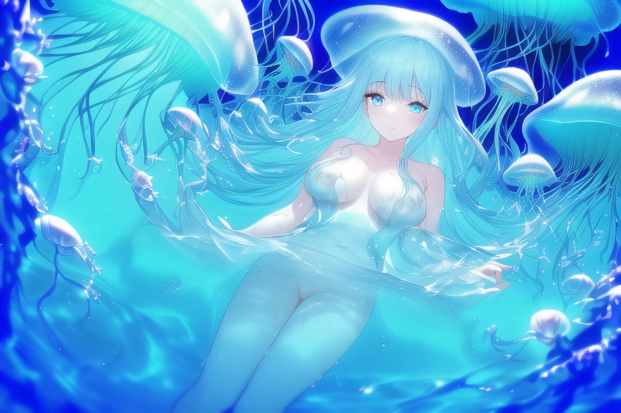 サンプル画像2:海月とたゆたう少女たち【イラスト50枚】(晩餐ニート) [d_248404]