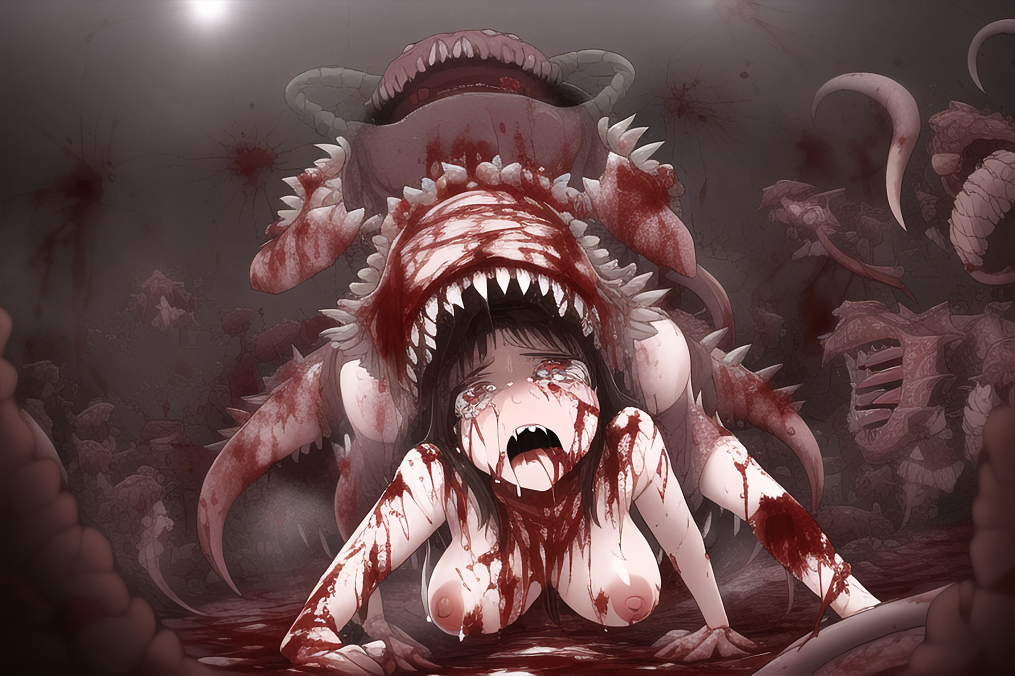 サンプル画像2:蟲に喰われる少女たち【蟲姦イラスト 残虐編】(晩餐ニート) [d_248854]