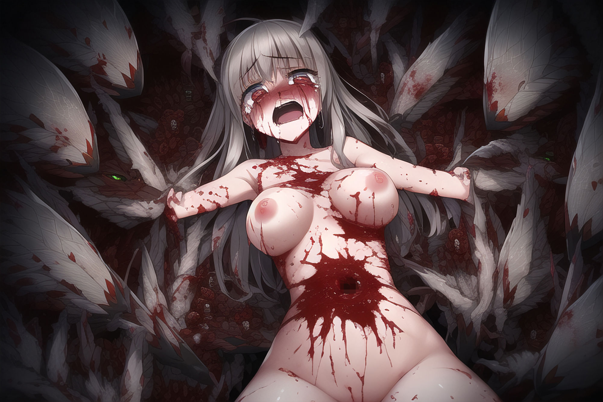 サンプル画像4:蟲に喰われる少女たち【蟲姦イラスト 残虐編】(晩餐ニート) [d_248854]