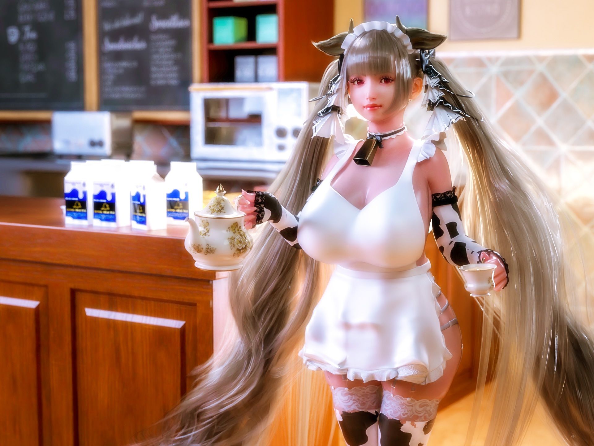 サンプル画像2:フォーミダブル牧場では爆乳牛娘がパイズリと搾りたての母乳でロイヤルミルクティーを飲ませてくれる3(YHP) [d_249018]