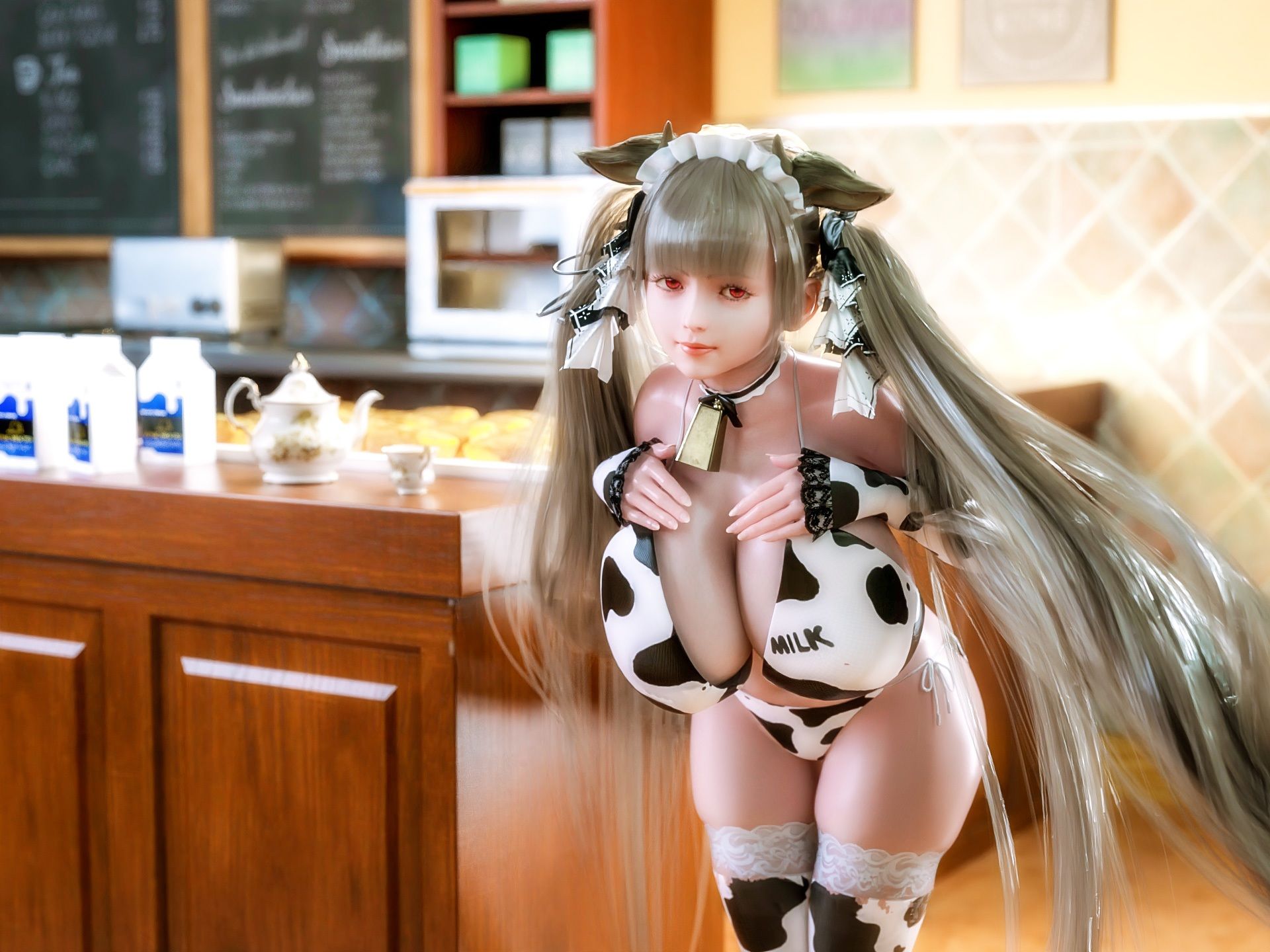 サンプル画像4:フォーミダブル牧場では爆乳牛娘がパイズリと搾りたての母乳でロイヤルミルクティーを飲ませてくれる3(YHP) [d_249018]