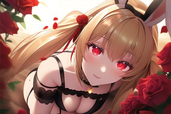 サンプル画像1:薔薇園の金髪バニーガール / 全年齢向け CG集 （129枚）(AngelAkiha) [d_249059]