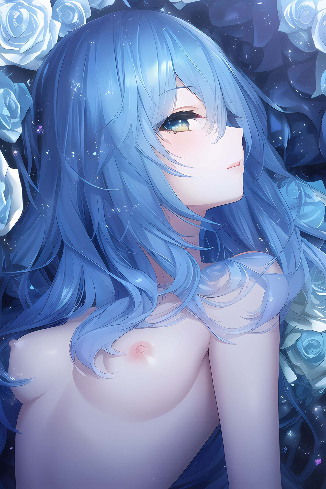 サンプル画像5:裸青髪少女と扇薔薇(あいと君と。) [d_249595]