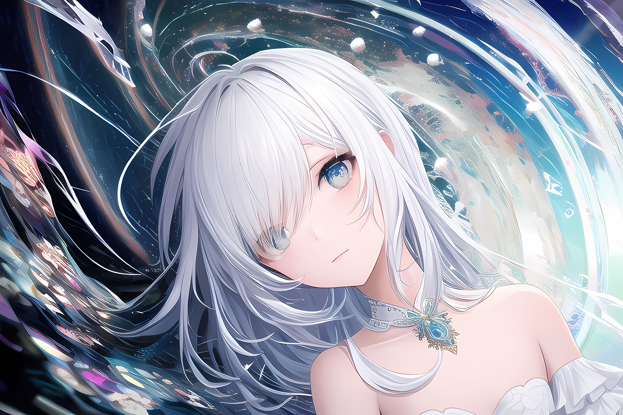 サンプル画像1:白髪少女(あいと君と。) [d_249598]