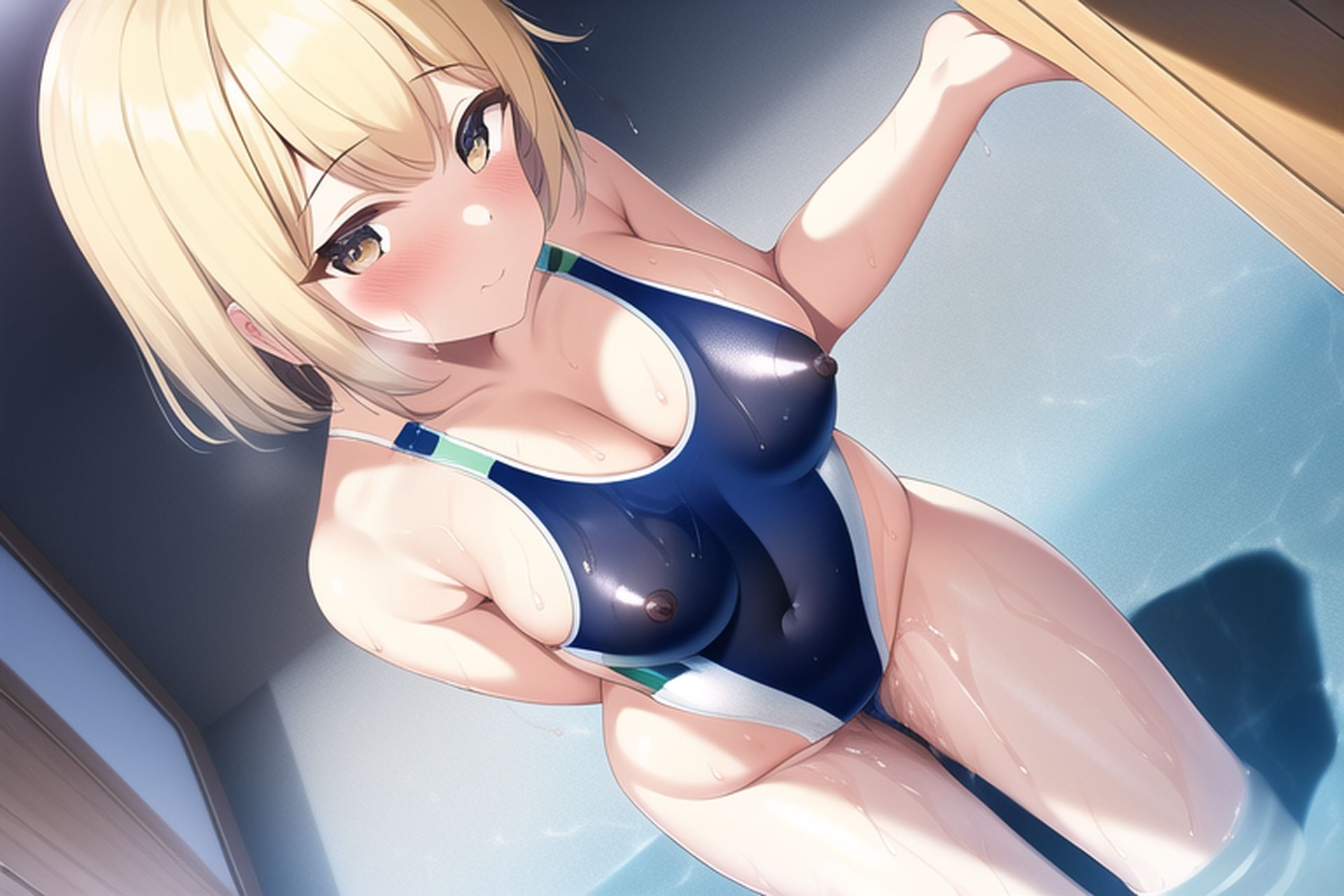 サンプル画像2:金髪ショート競泳水着エロCG集(AI画像館) [d_251048]