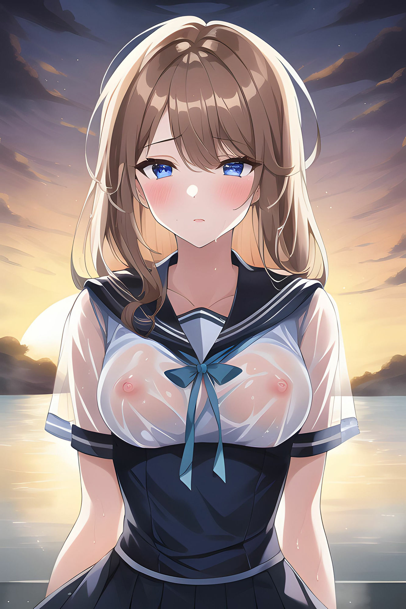 サンプル画像1:海辺の濡れ透けJK(AIのグラビアギャル図鑑) [d_251651]