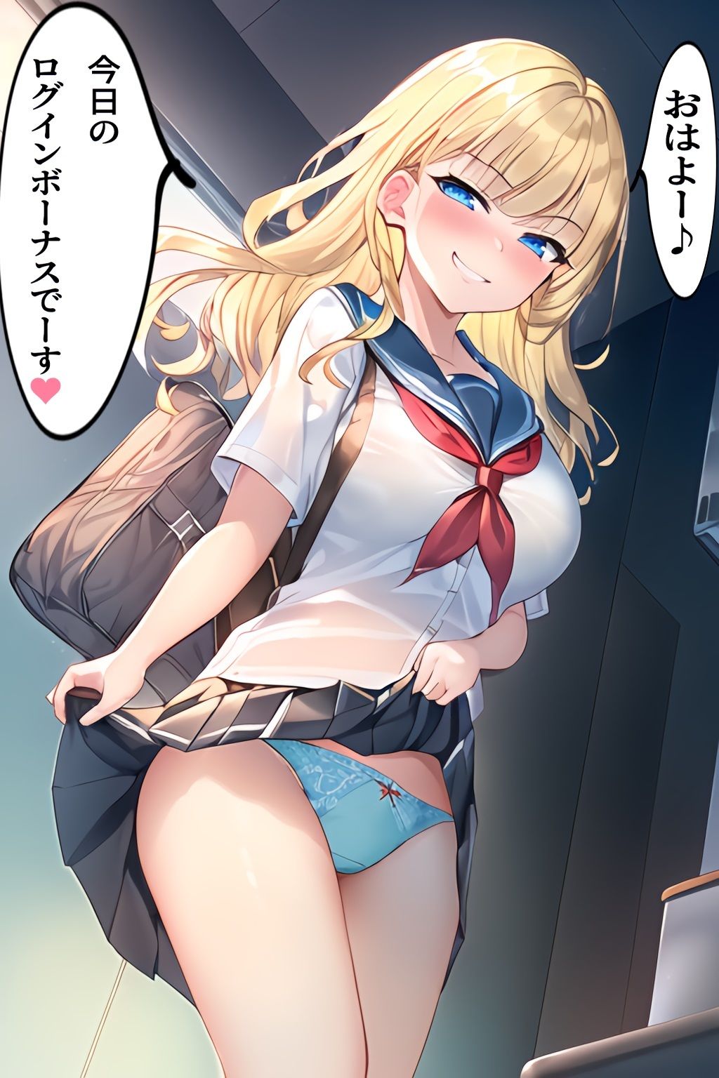 サンプル画像1:えちえちJKちゃんのたくし上げパンチラ集(デカパイ屋さん) [d_253418]