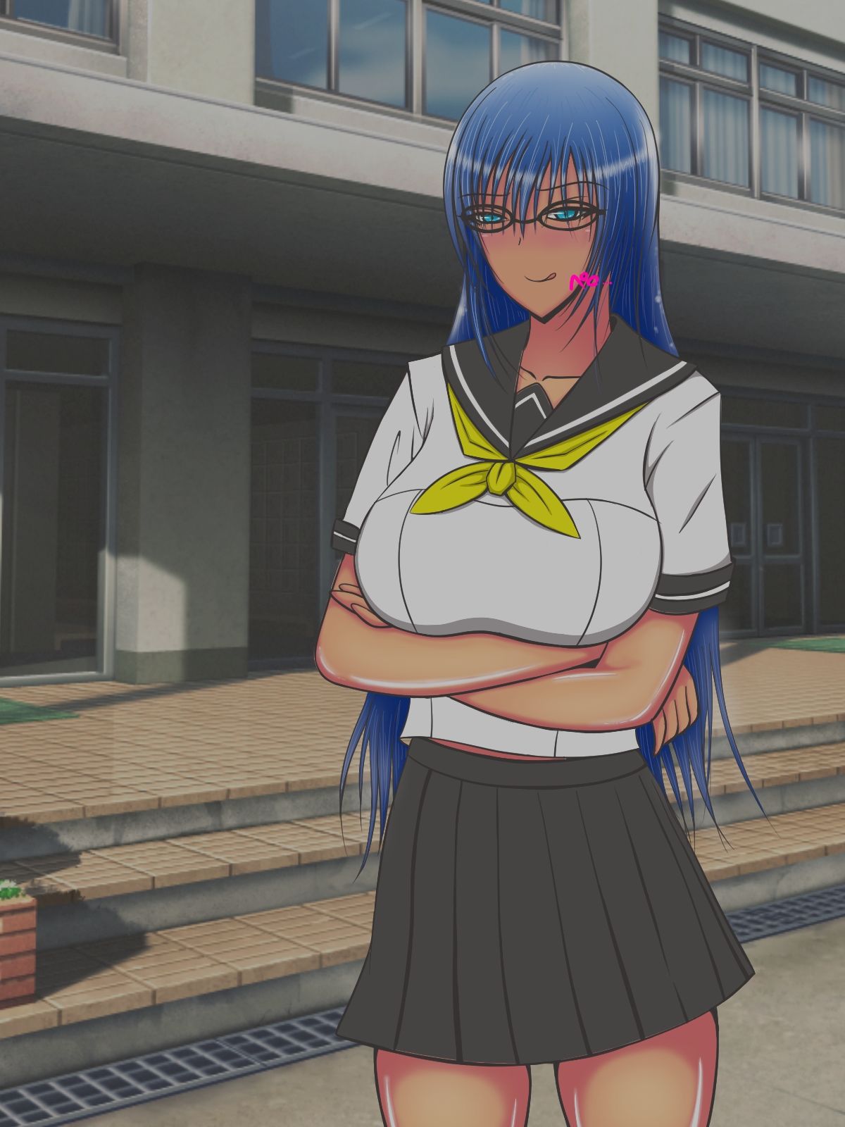 サンプル画像2:青髪黒ギャル淫乱ビッチ（現役JK）に搾り取られる話。(気軽なサーカス) [d_256873]