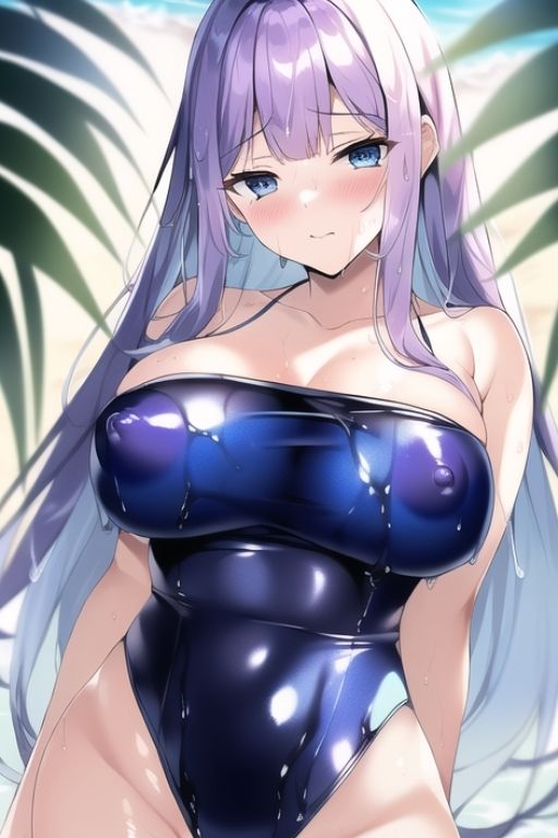 光沢スク水を着た巨乳お姉さん