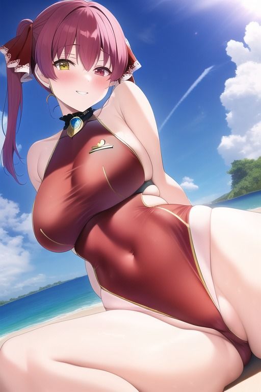 サンプル画像1:ホロライブ 宝鐘マ◯ンが危ない水着姿で誘ってくる画像50枚(カナリヤ工房) [d_258078]