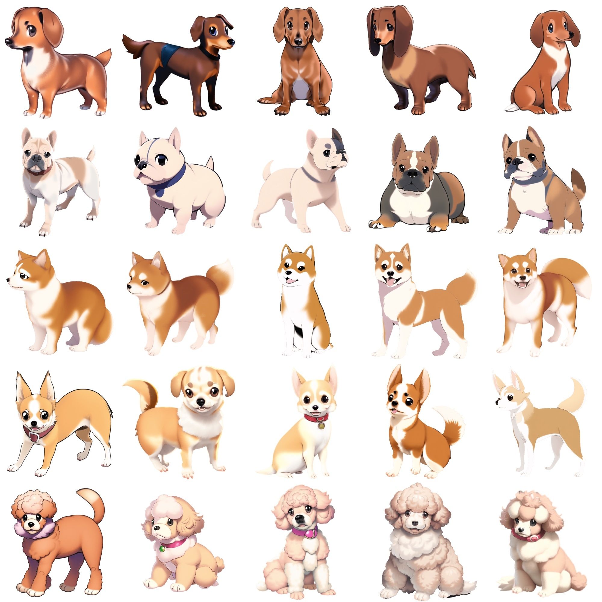 サンプル画像1:【犬20種類×5】著作権フリーの高解像度イラスト素材（画像100枚）(Game Material Store) [d_260068]