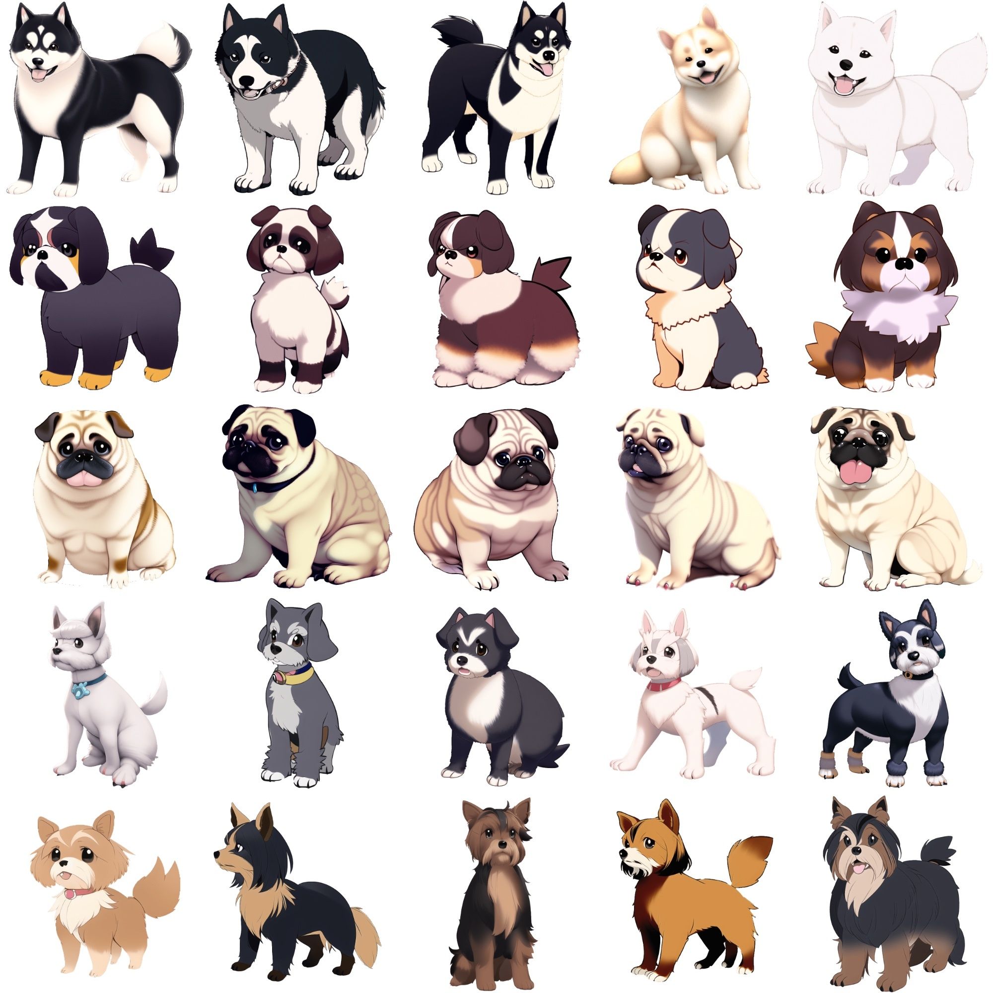 サンプル画像2:【犬20種類×5】著作権フリーの高解像度イラスト素材（画像100枚）(Game Material Store) [d_260068]