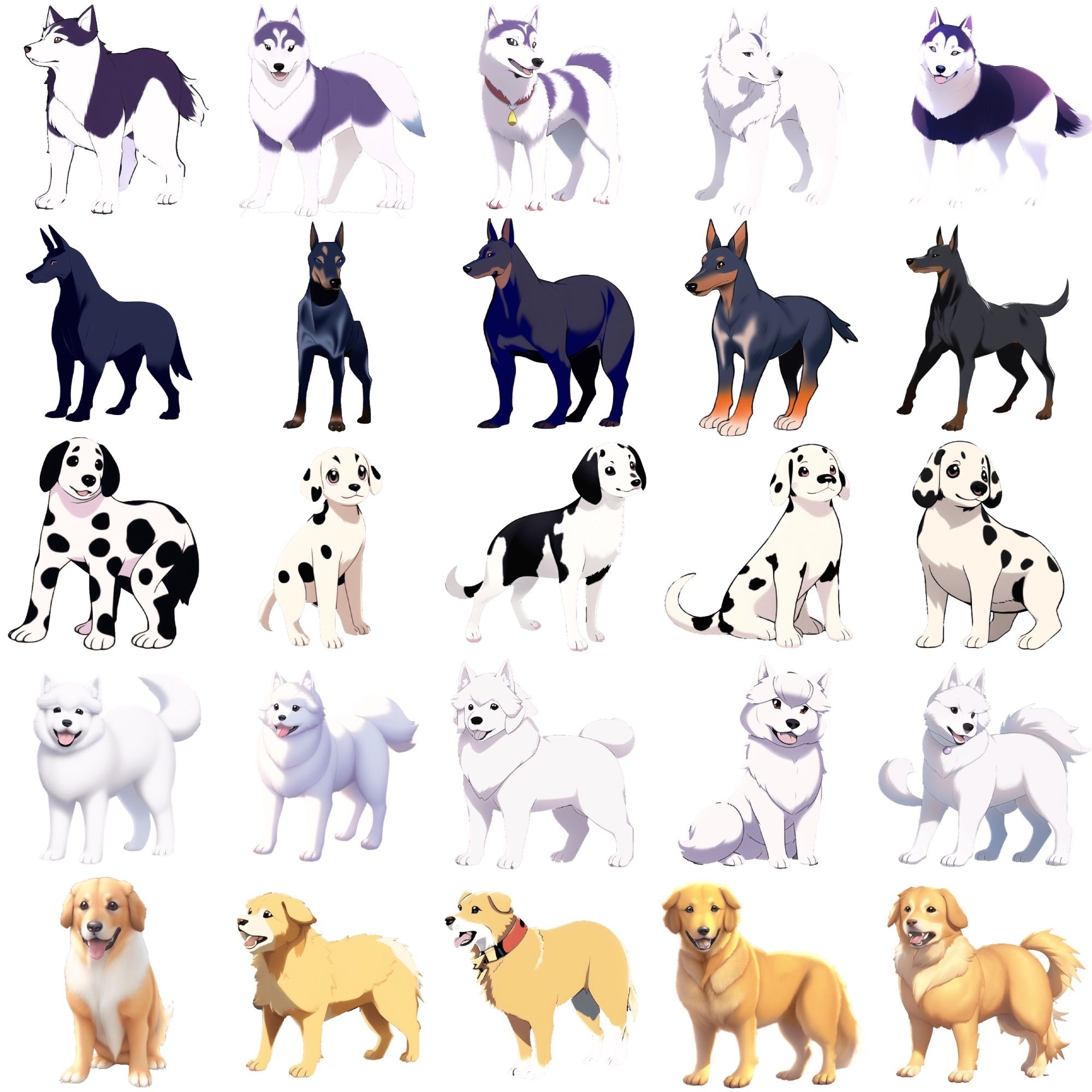 サンプル画像3:【犬20種類×5】著作権フリーの高解像度イラスト素材（画像100枚）(Game Material Store) [d_260068]