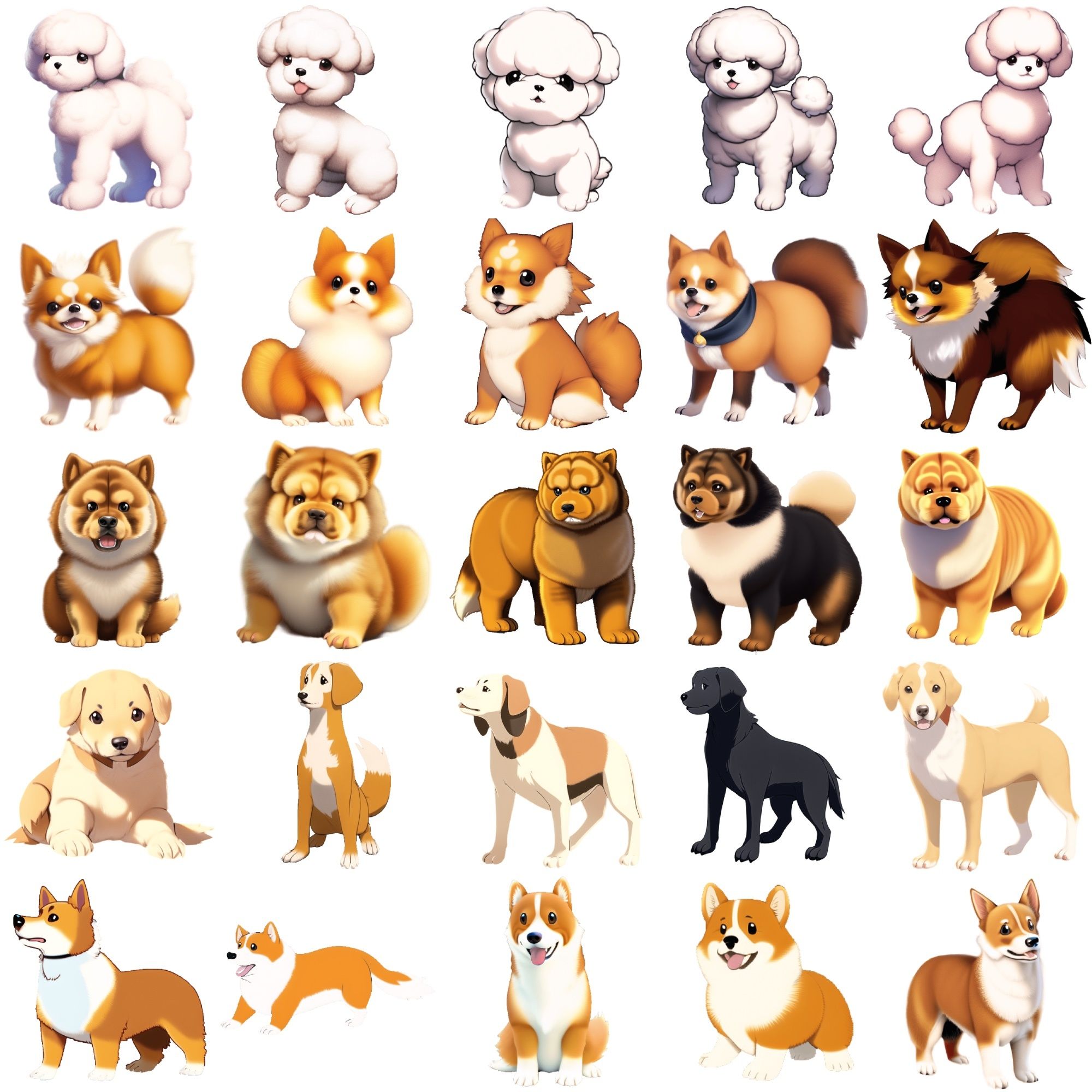 サンプル画像4:【犬20種類×5】著作権フリーの高解像度イラスト素材（画像100枚）(Game Material Store) [d_260068]