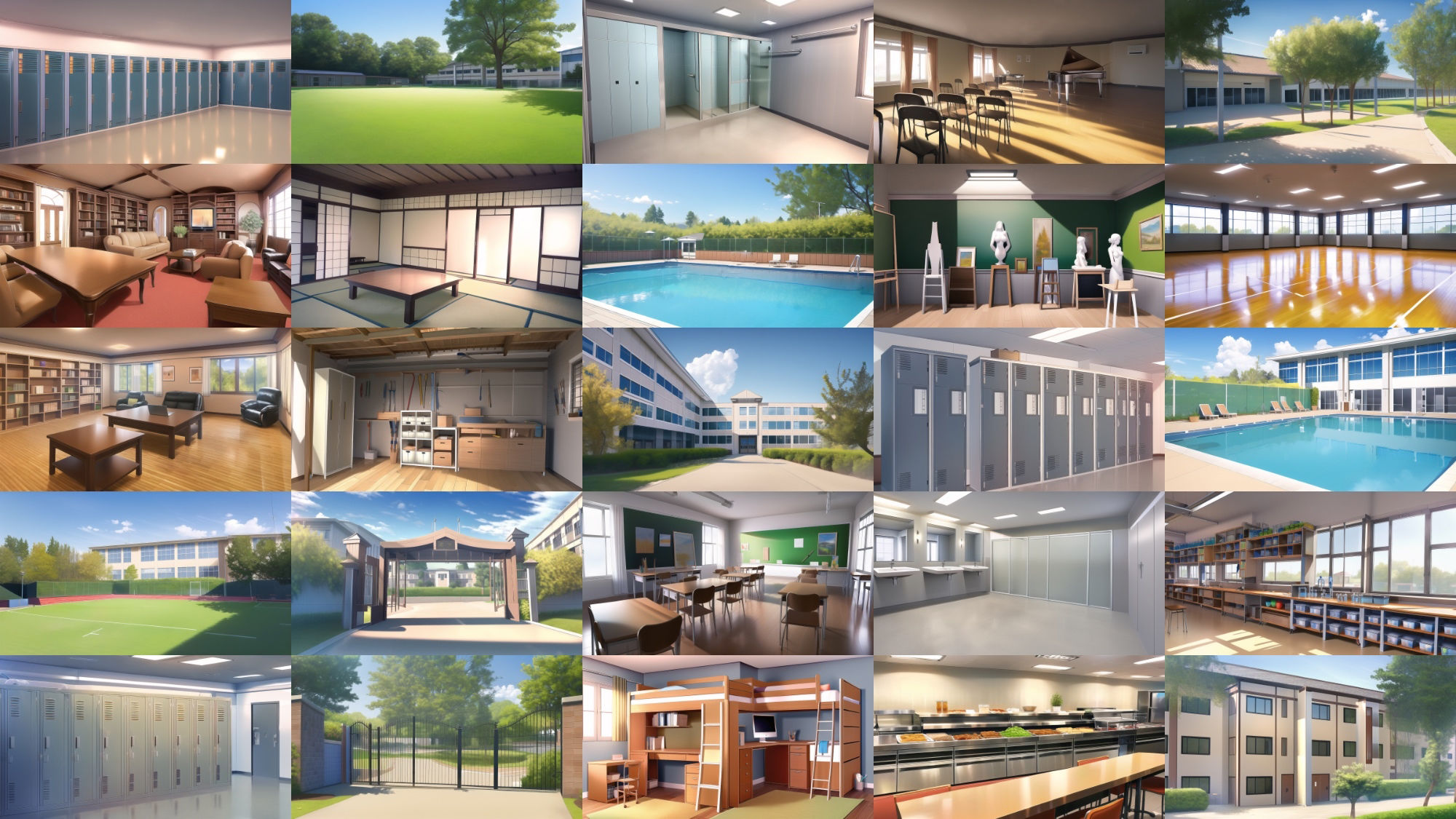 サンプル画像1:【アニメ調の学校や学園系背景】著作権フリーの高解像度画像（100枚）(Game Material Store) [d_260508]