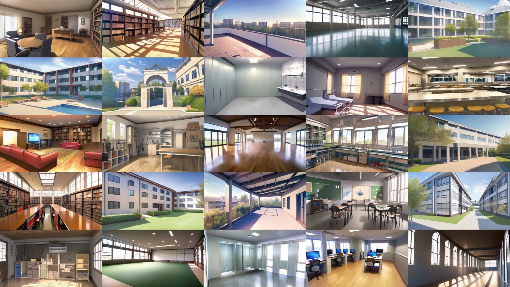 サンプル画像2:【アニメ調の学校や学園系背景】著作権フリーの高解像度画像（100枚）(Game Material Store) [d_260508]