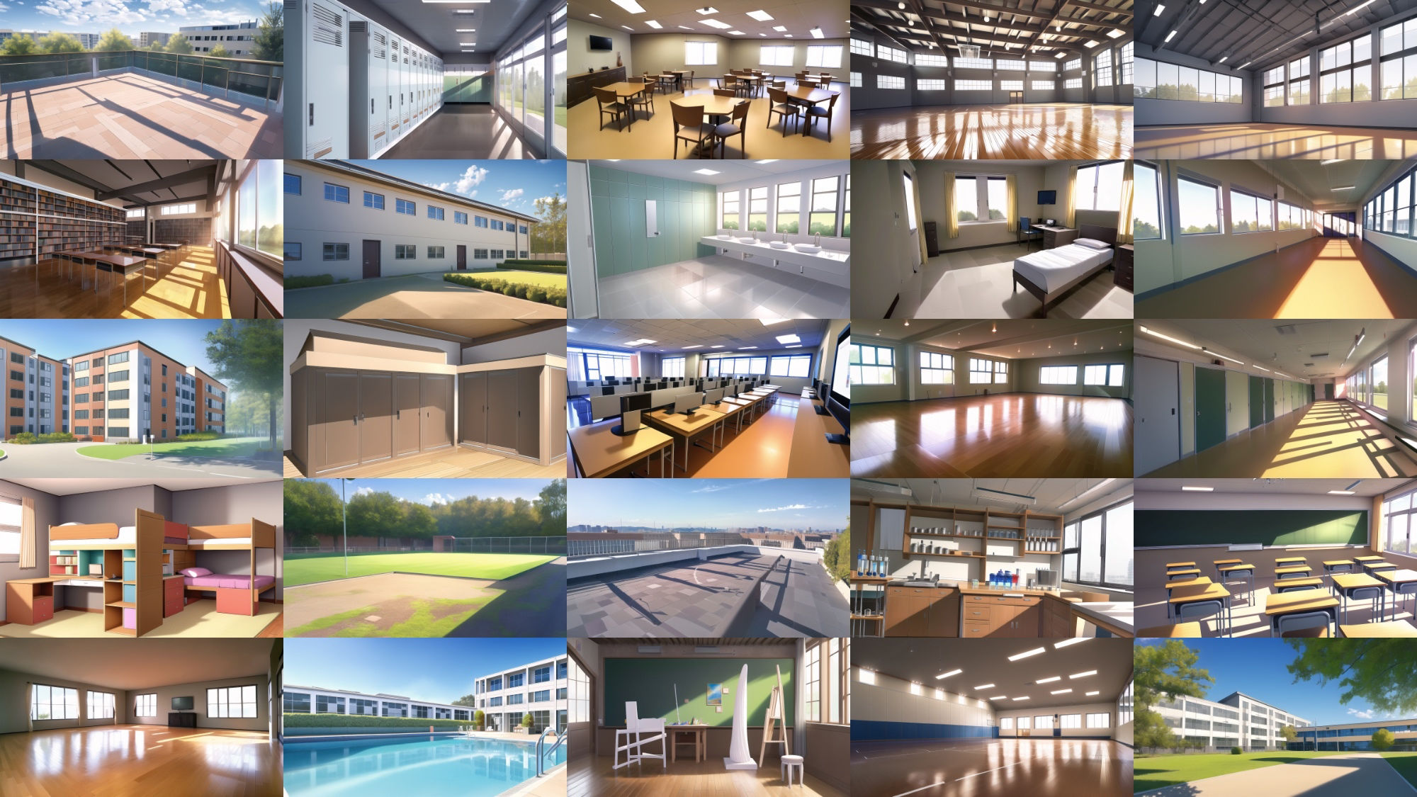 サンプル画像4:【アニメ調の学校や学園系背景】著作権フリーの高解像度画像（100枚）(Game Material Store) [d_260508]