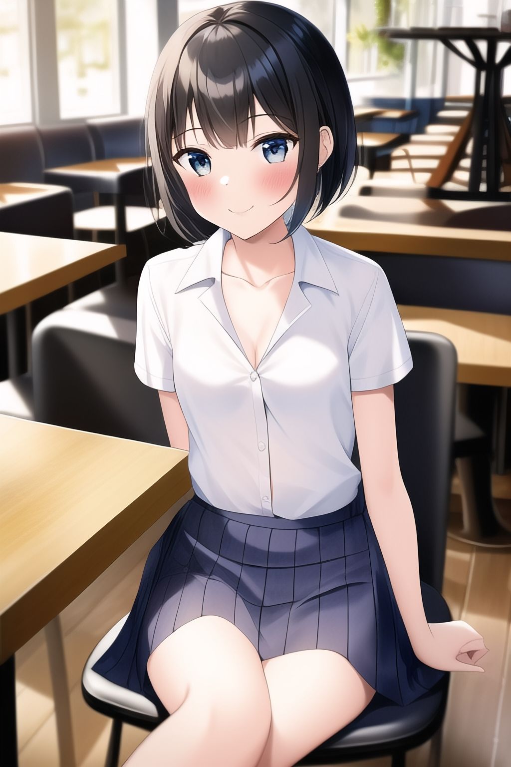 サンプル画像3:カフェで見かけた胸元が緩いJKたち(ジュニアブラが好き。) [d_260753]